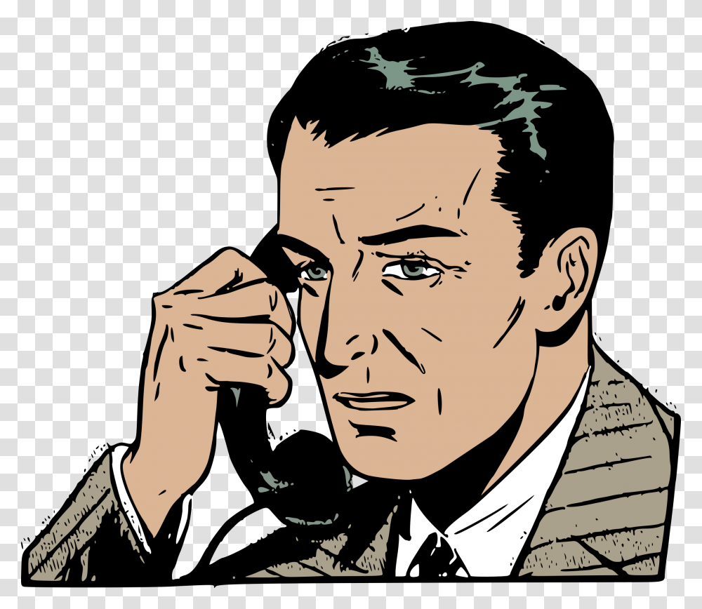 Clipart Guy On Phone Man, Person, Human, Head Transparent Png