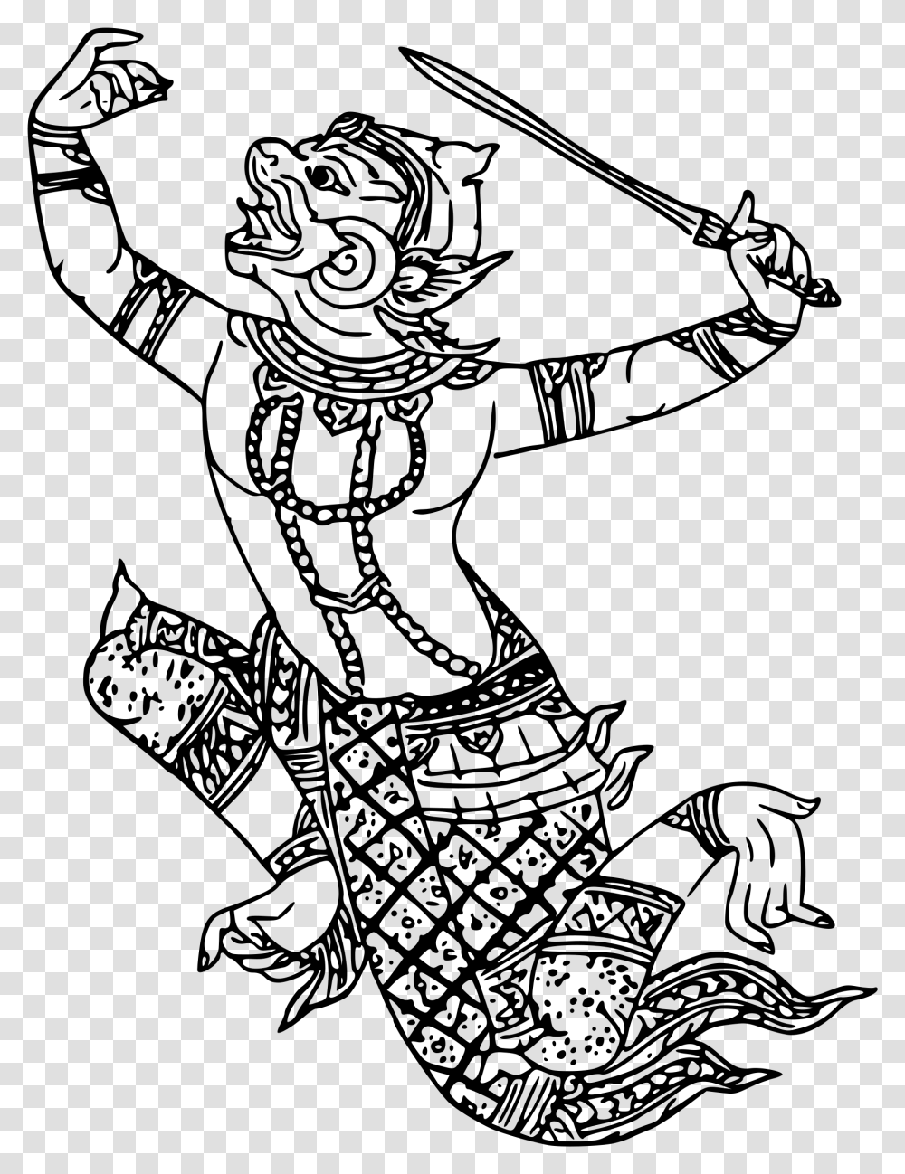 Clipart Hanuman Line Art, Gray, World Of Warcraft Transparent Png