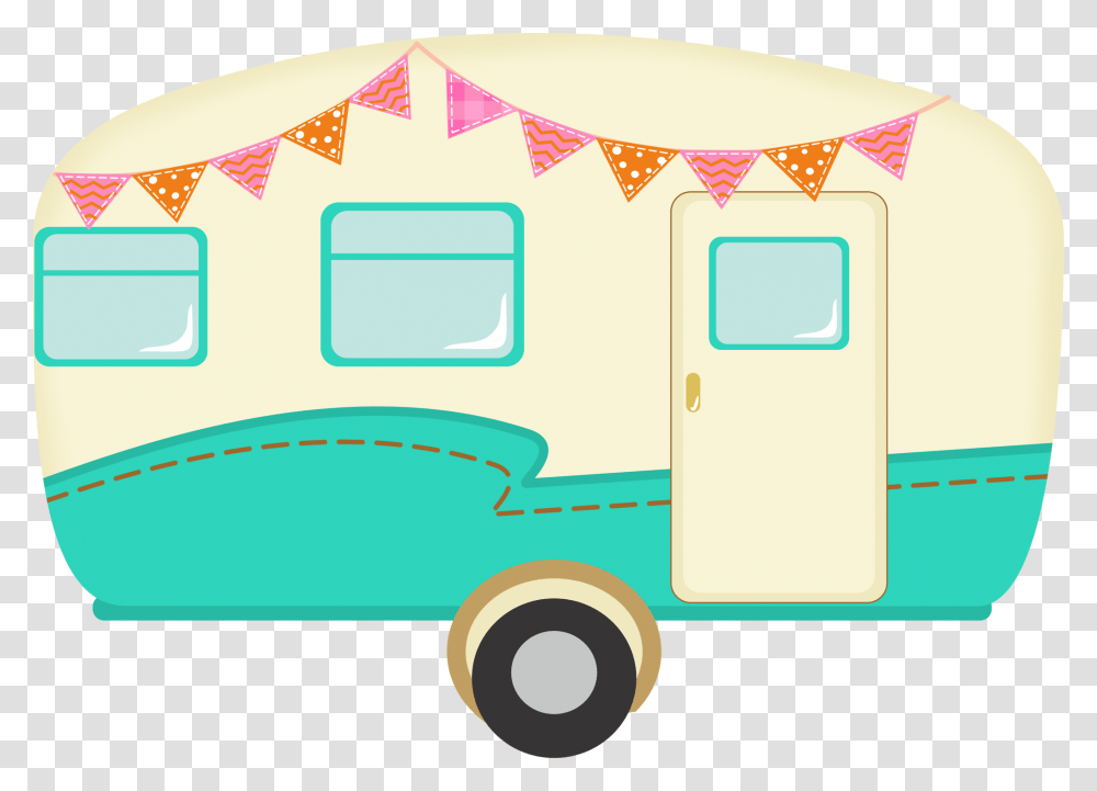 Clipart Happy Camper Vector, Caravan, Vehicle, Transportation, Moving Van Transparent Png