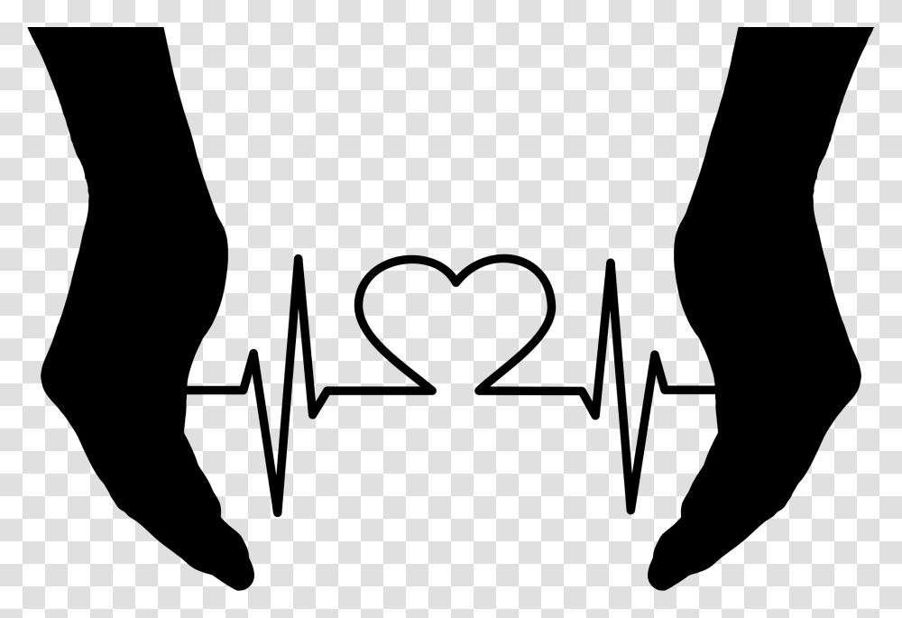 Clipart Heart With Ekg Heart In Hands Silhouette Transparent Png