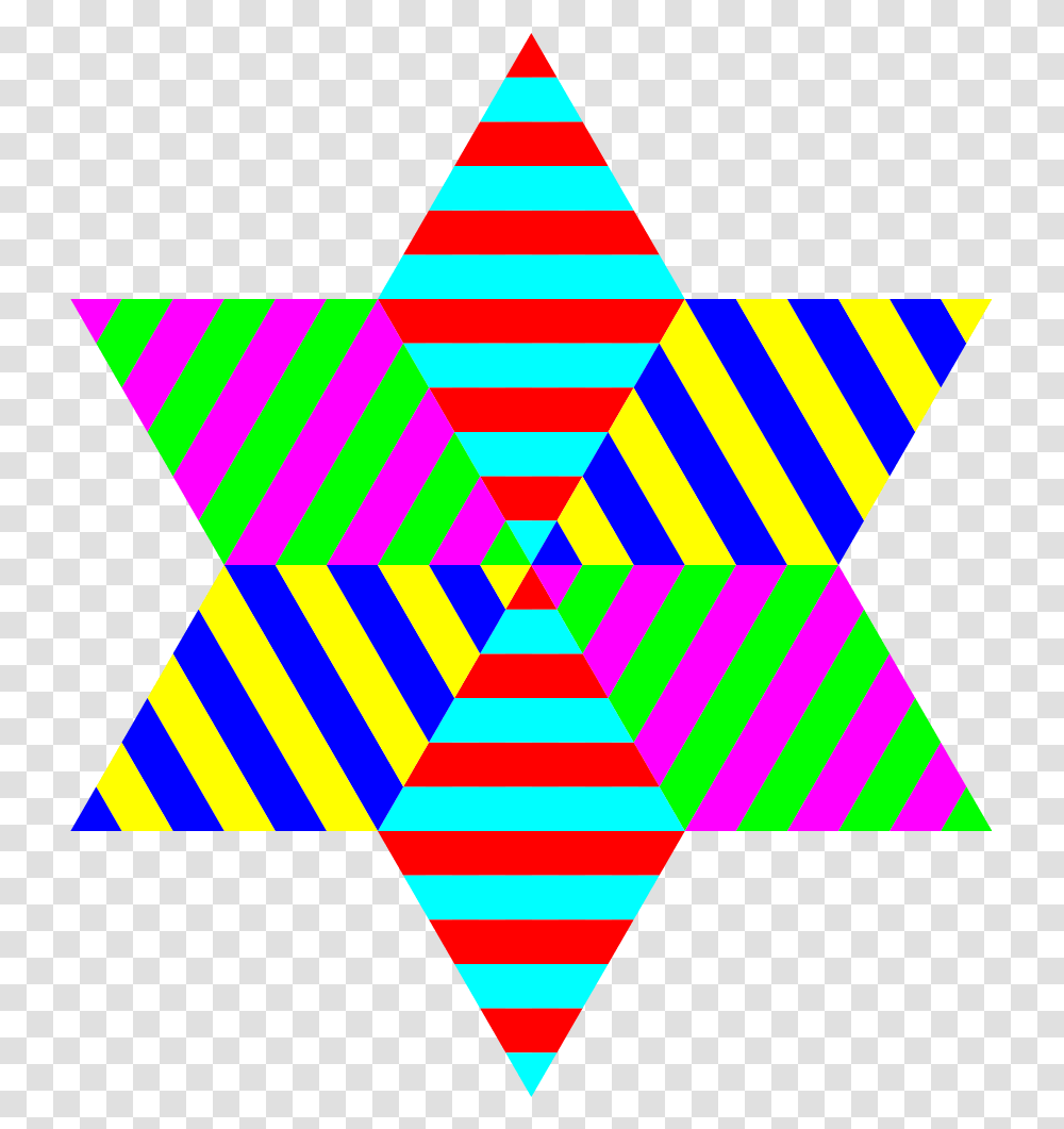 Clipart Hexagram Triangle Stripes Microsoft Office Estrellas De Multicolores Arcoiris, Star Symbol Transparent Png