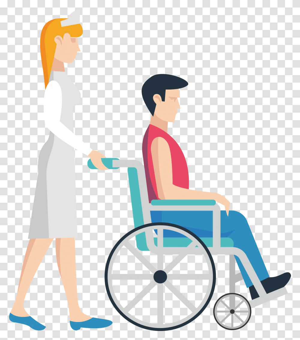 Clipart Hospital Wheelchair Nurse Pushing Wheelchair Clipart, Furniture, Person, Hand, People Transparent Png