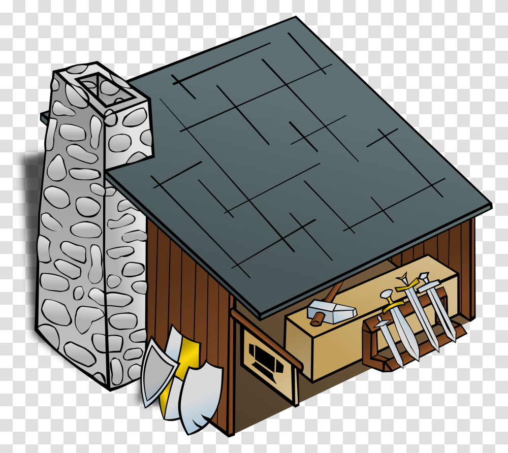 Clipart Houses Middle Ages Blacksmith Clip Art, Tabletop, Furniture, Wood Transparent Png
