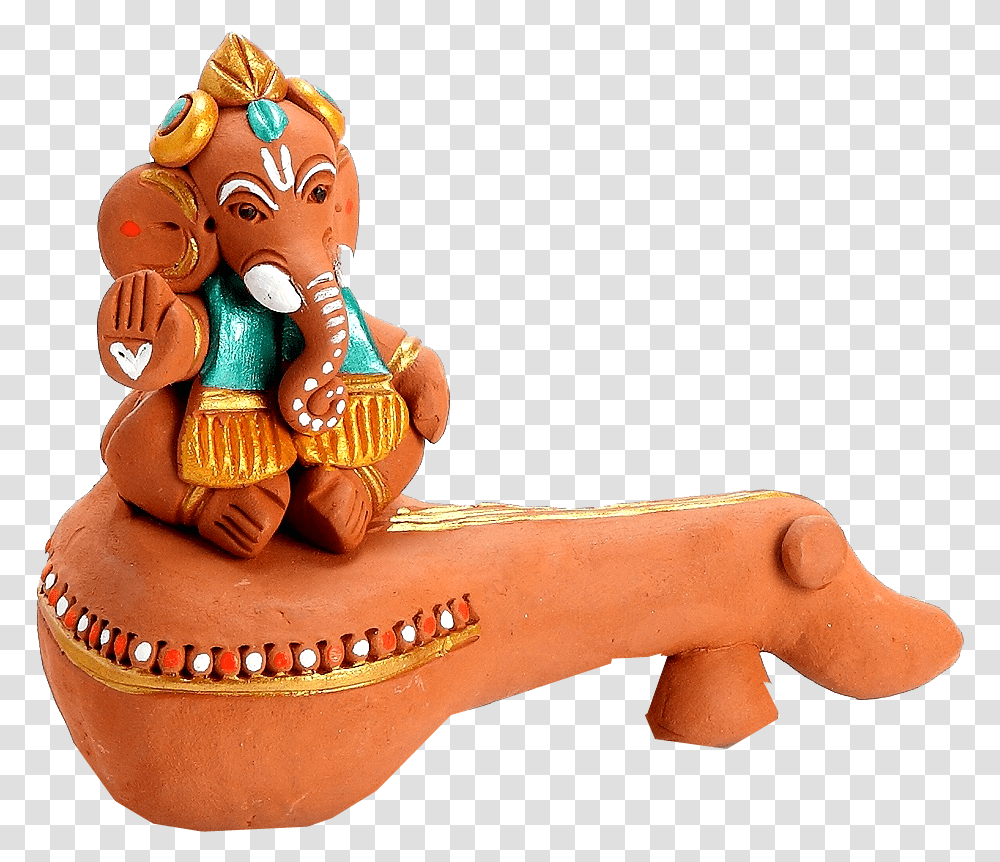Clipart Image God Ganesha Soil Idol Ganesh Idols, Figurine, Birthday Cake, Food, Toy Transparent Png