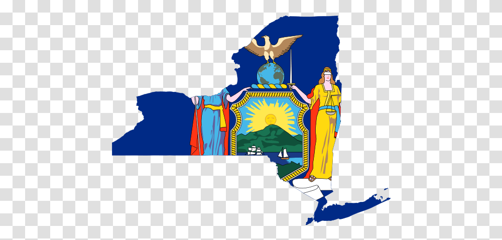 Clipart Info New York Map State Flag Full Size New York State Flag, Person, Adventure, Leisure Activities, Bird Transparent Png