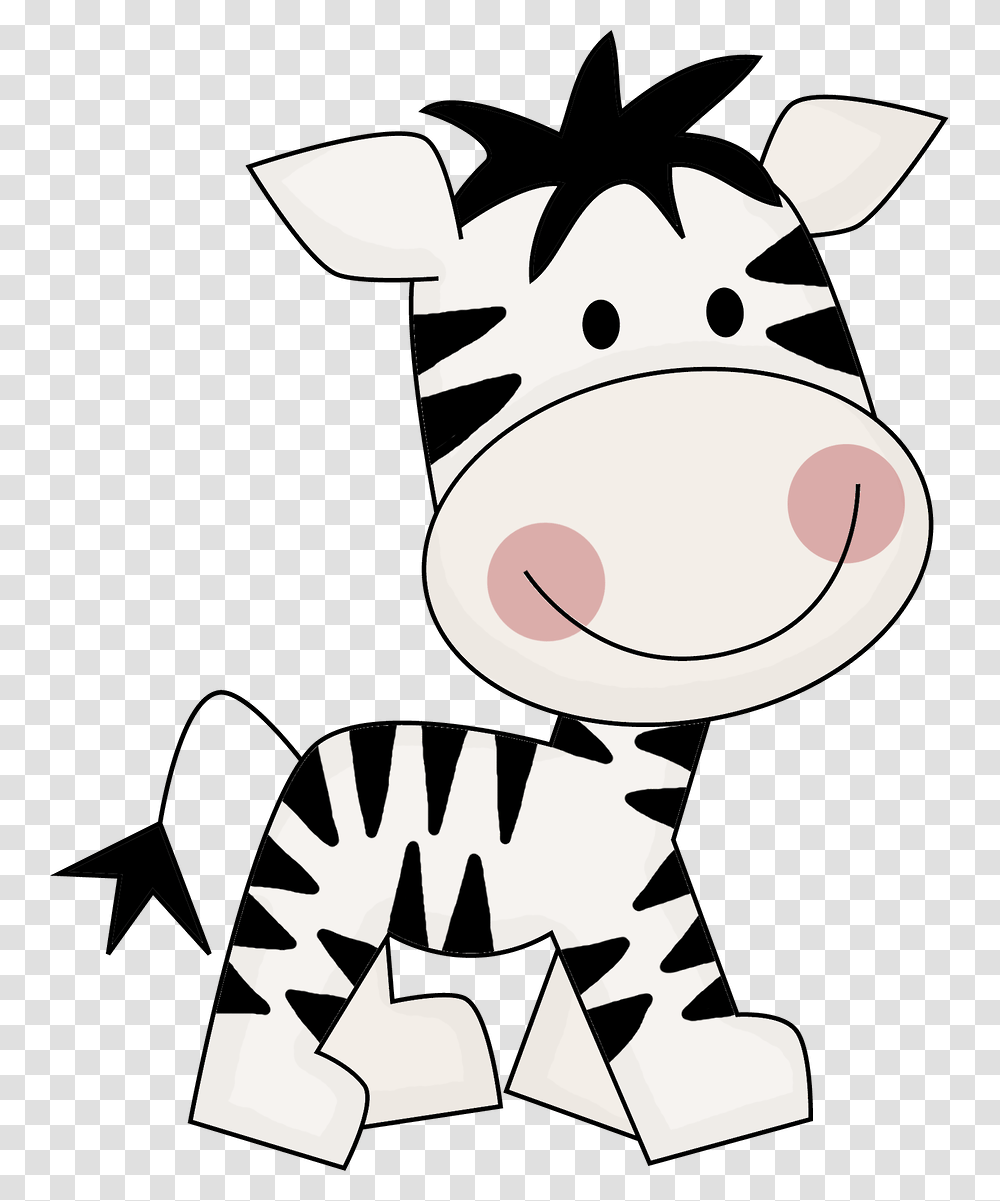 Clipart Jungle Animals Baby Zebra Clipart Black And White, Cow, Cattle, Mammal, Poster Transparent Png