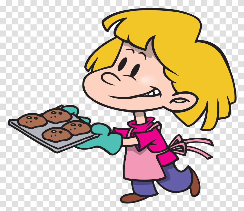 Clipart Kids Cooking, Female, Girl, Food Transparent Png