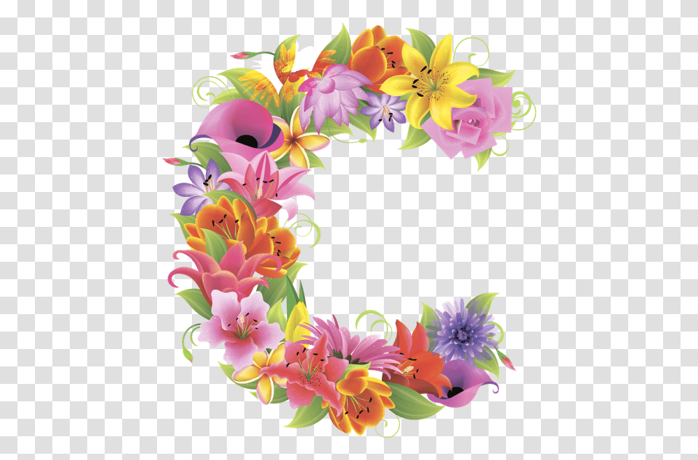 Clipart Letters Floral C Letter In Flowers, Graphics, Floral Design, Pattern, Plant Transparent Png