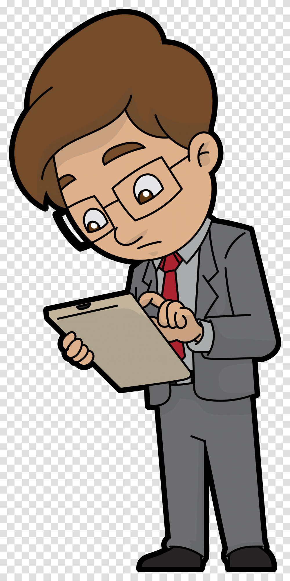 Clipart Library Library File A Curious Cartoon Cartoon Businessman Man, Person, Human, Reading, Box Transparent Png
