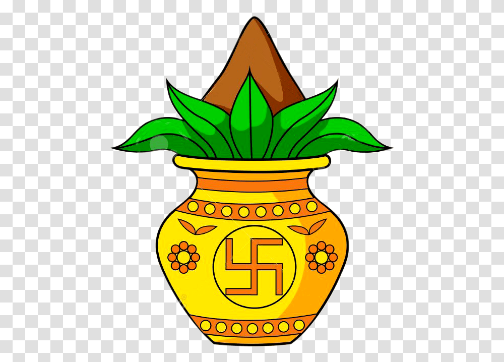 Clipart Logo Kalash Drawing Of Akshay Tritiya, Potted Plant, Vase, Jar, Pottery Transparent Png