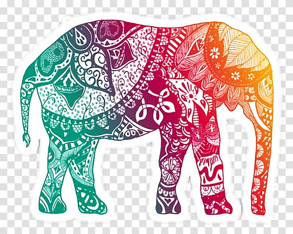 Clipart Lphant Mandala Elephant Sticker Pink, Doodle, Drawing, Wildlife, Mammal Transparent Png