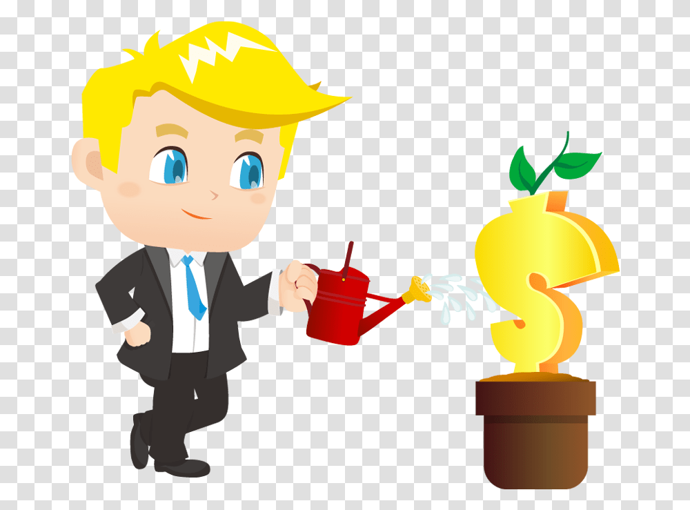 Clipart Man With Money Eyes Svg Free Business Man Watering A Money Plant, Can, Tin, Watering Can, Person Transparent Png