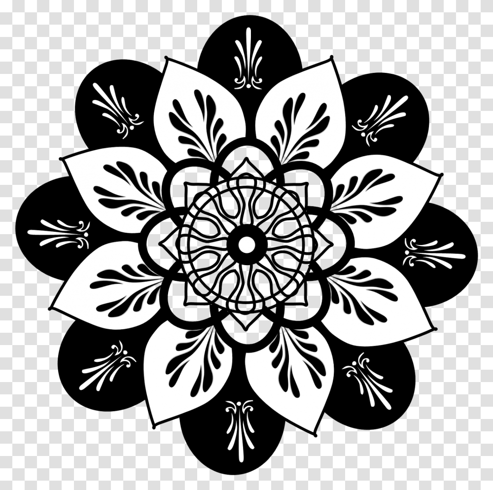 Clipart Mandala Mandala Black And White, Floral Design, Pattern, Stencil Transparent Png