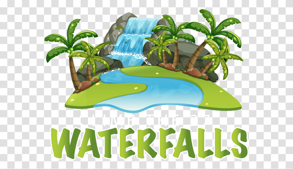 Clipart Mountain Waterfall Waterfalls Clipart, Vegetation, Plant, Land, Outdoors Transparent Png
