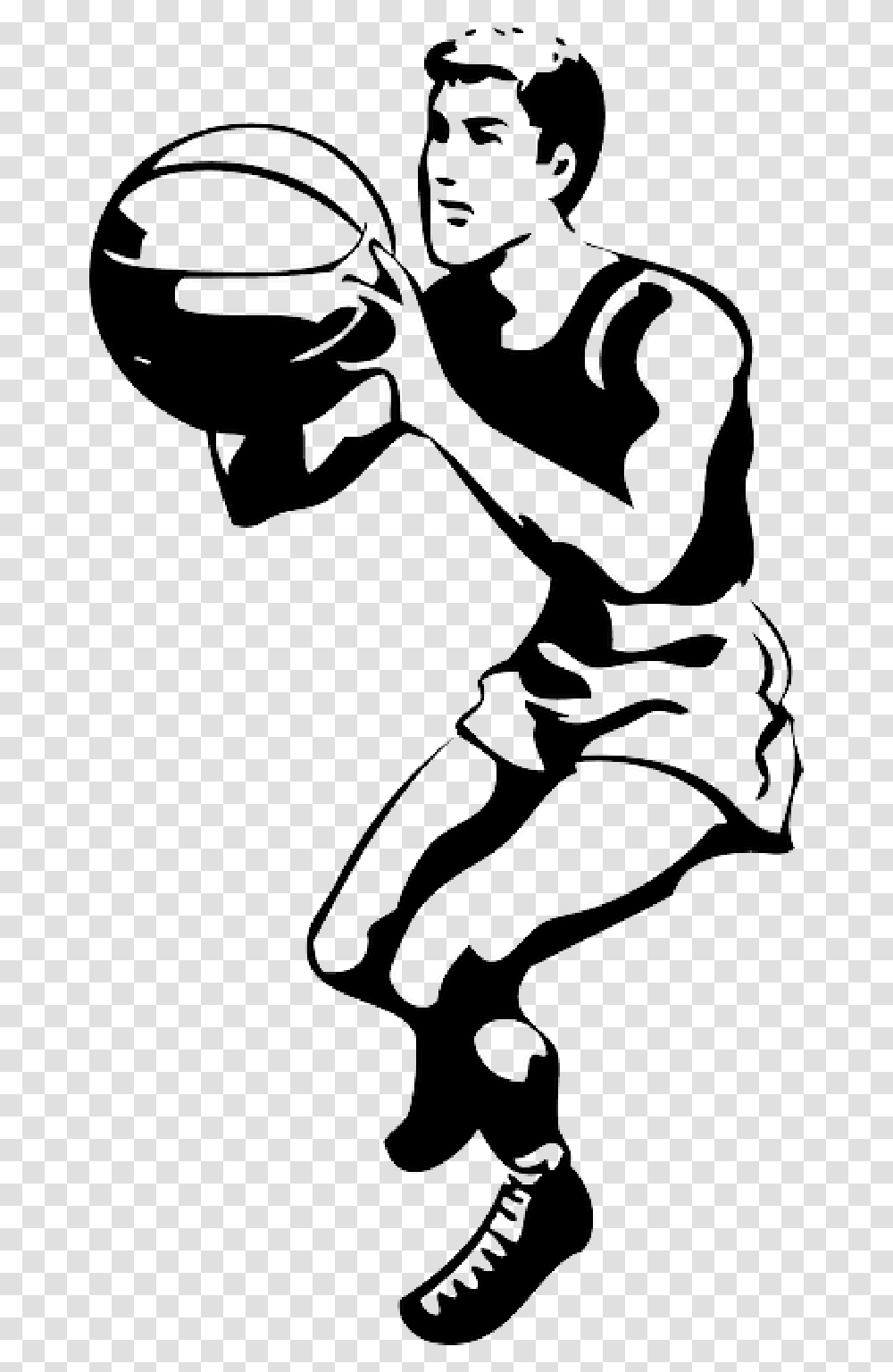 Clipart Numbers Basketball Basketball Black And White, Person, Silhouette, People, Stencil Transparent Png