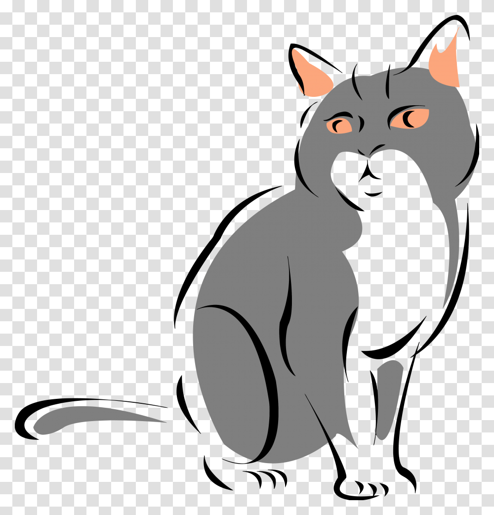 Clipart Of A Cute Gray Cat Royalty Free Vector Illustration, Animal, Mammal, Pet, Drawing Transparent Png