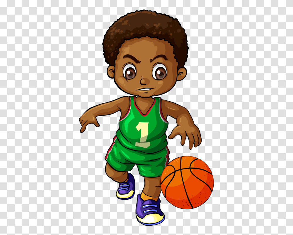 Clipart Of Basketball Cartoon Of Black Boy, Person, Human, People, Team Sport Transparent Png