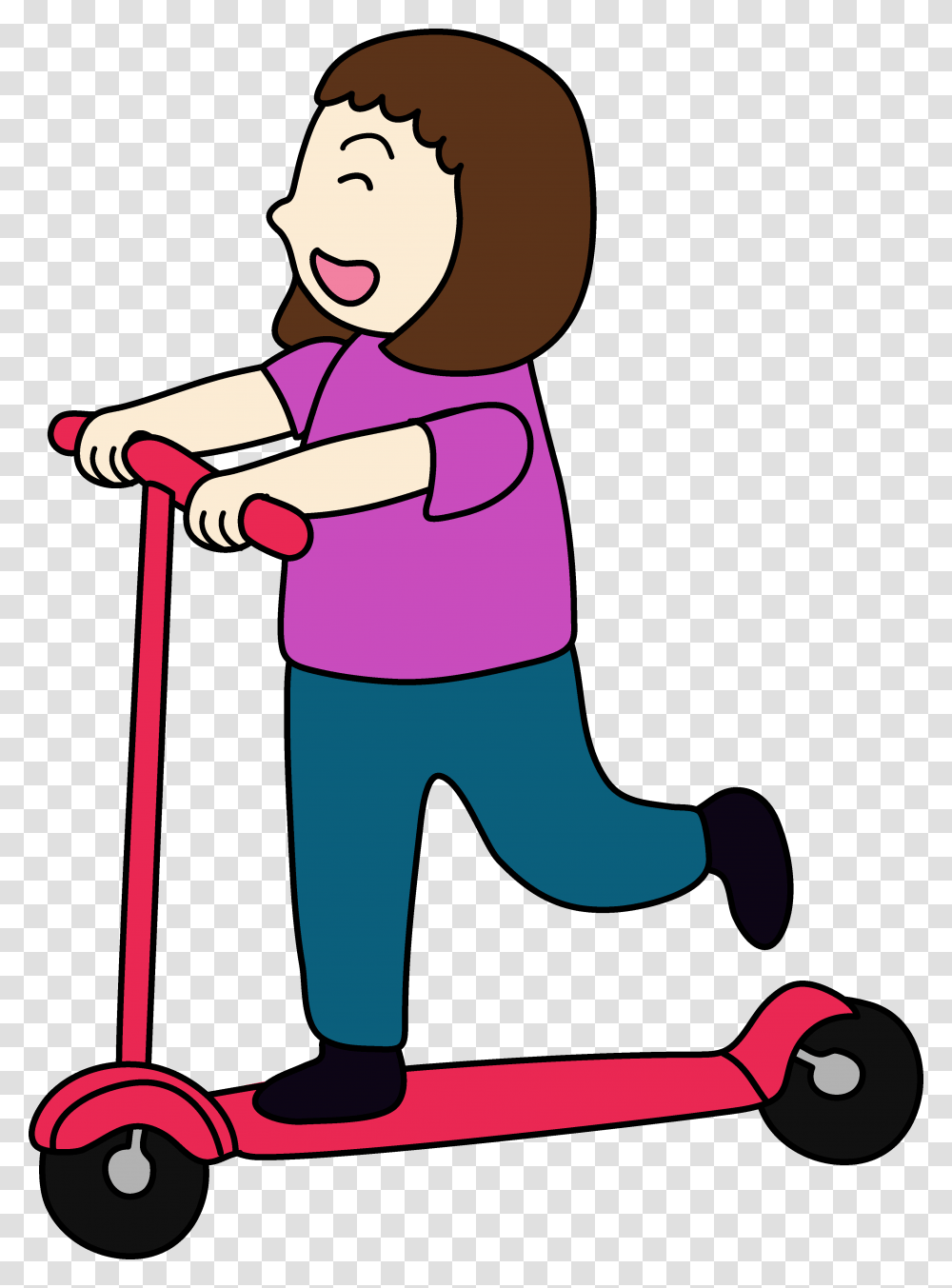 Clipart Of Girl Riding Scooter, Outdoors, Hammer, Tool, Stick Transparent Png