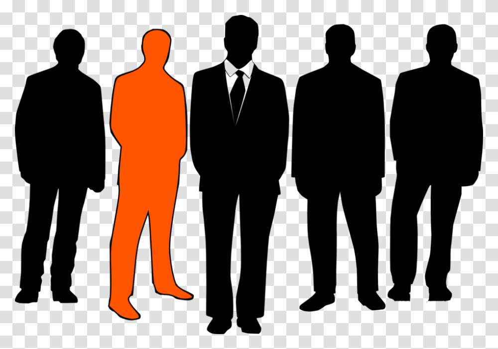 Clipart Of People Collaboration And Background Man In Black Suit Cartoon, Silhouette, Person, Standing, Hand Transparent Png