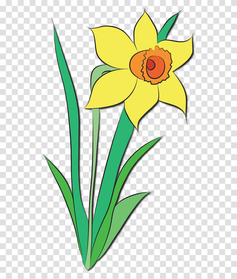 Clipart Of The Yellow Flower Clip Art April Flowers, Plant, Blossom, Daffodil, Bird Transparent Png