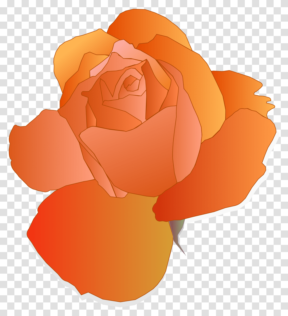 Clipart Orange Rose Rh Openclipart Org Rose Digital Drawing, Flower, Plant, Blossom, Petal Transparent Png