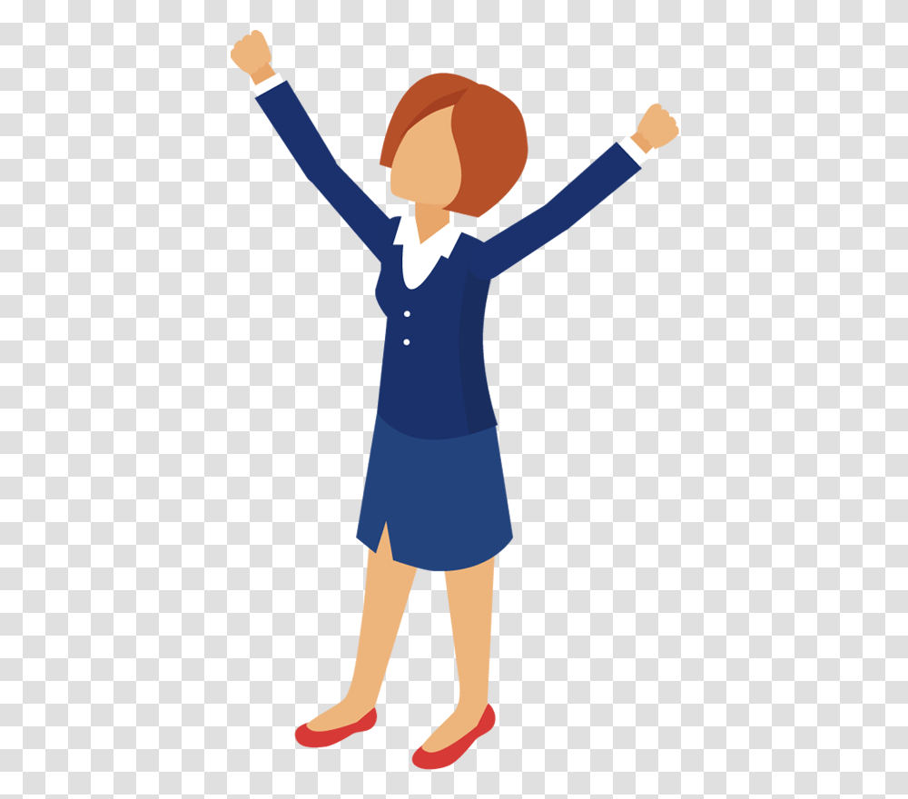 Clipart Person Business Woman Woman Hands Up Cartoon, Standing, Sleeve, Cross Transparent Png