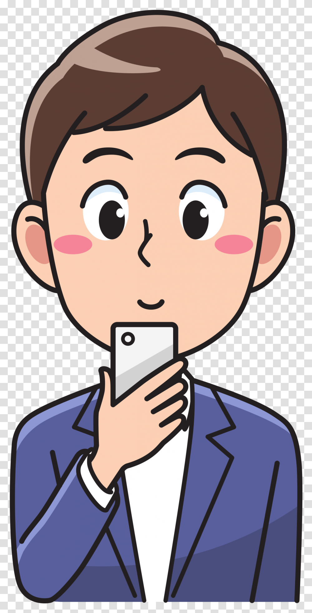 Clipart Person Man Person With Smartphone Clipart, Electronics, Mobile Phone, Cell Phone, Face Transparent Png