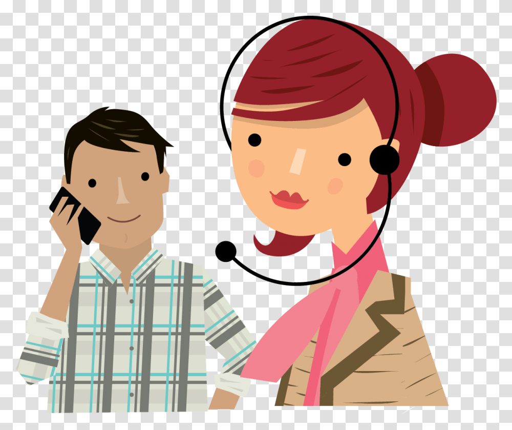 Clipart Phone Telephonic Conversation Receptionist On Caller Clipart, Clothing, Person, Face, People Transparent Png