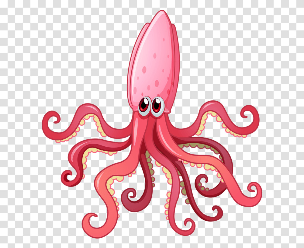 Clipart Picture Of A Squid, Sea Life, Animal, Octopus, Invertebrate Transparent Png