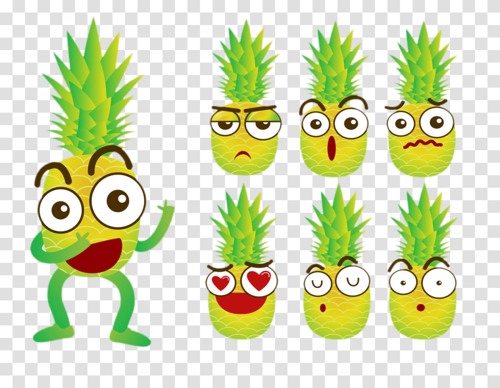 Clipart Pineapple Cartoon Cartoon, Plant, Fruit, Food, Sunglasses Transparent Png