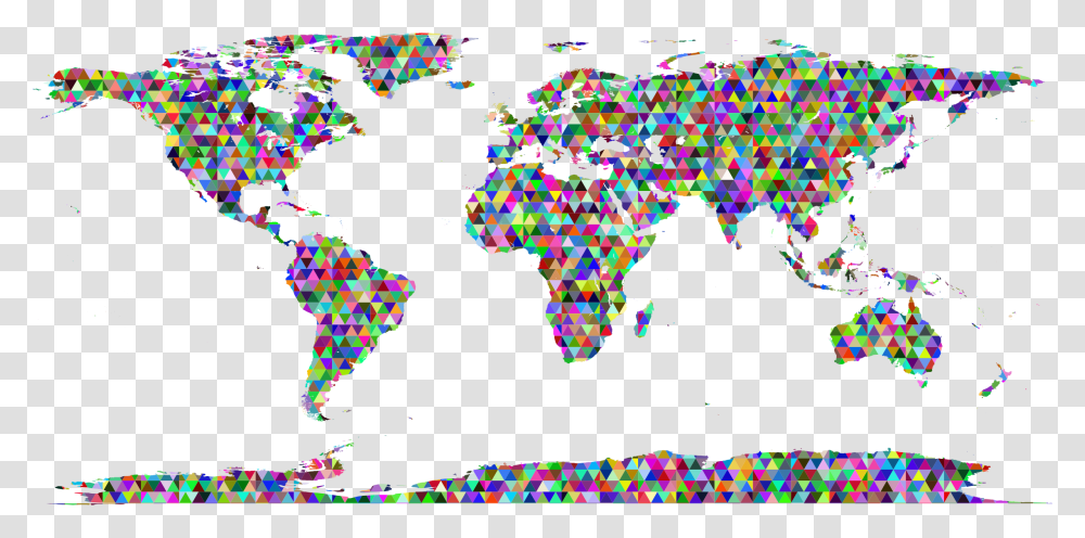 Clipart Prismatic Triangularized World Map World Map Equirectangular Projection, Plot, Rug Transparent Png