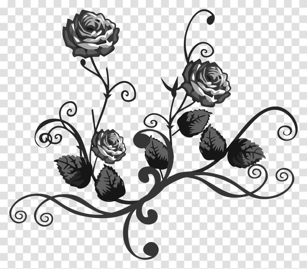 Clipart Rose Clipart Black And White, Floral Design, Pattern, Flower Transparent Png