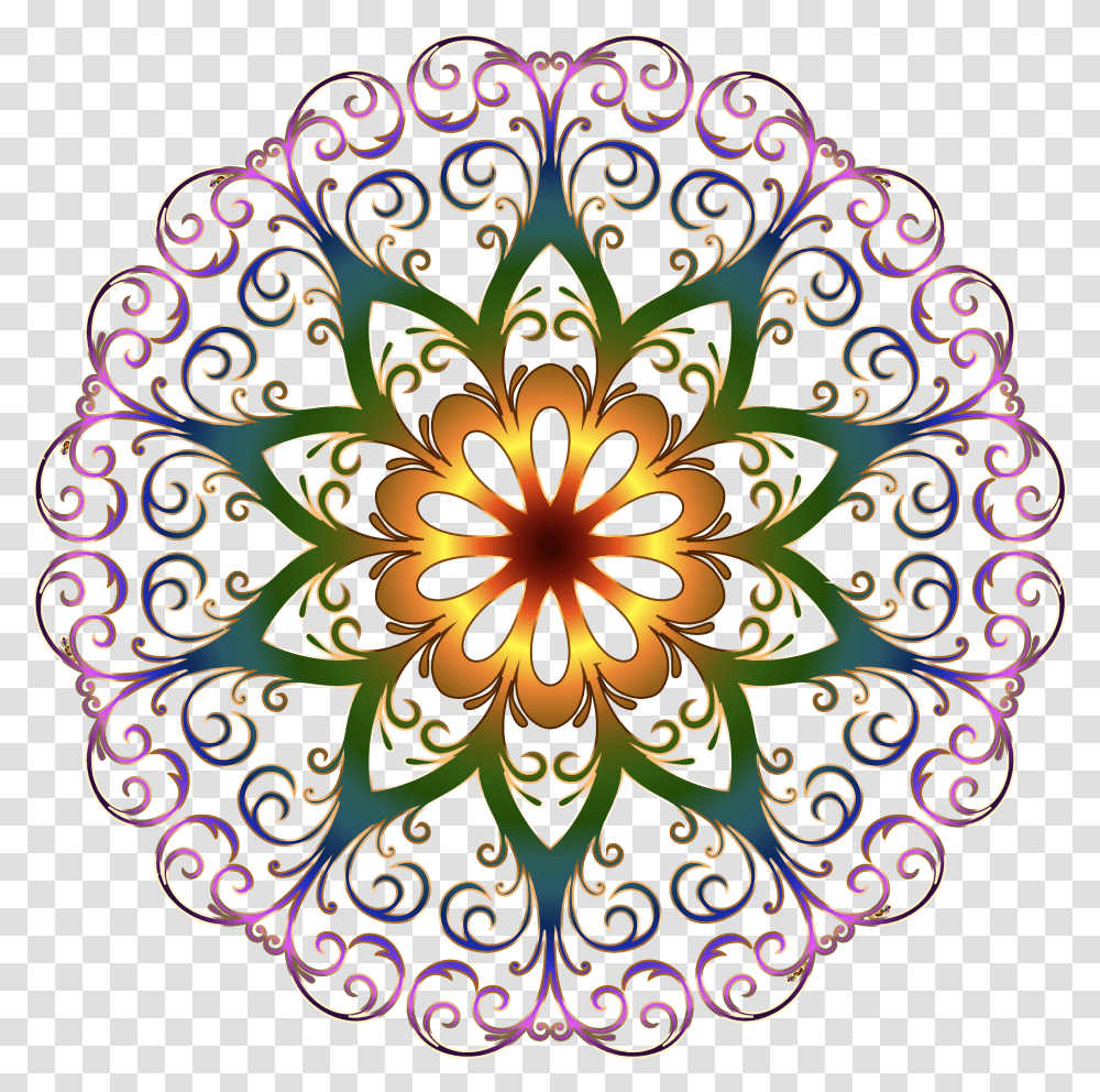 Clipart Round Flower Design Full Background Pattern Flower Design, Ornament, Fractal, Rug Transparent Png
