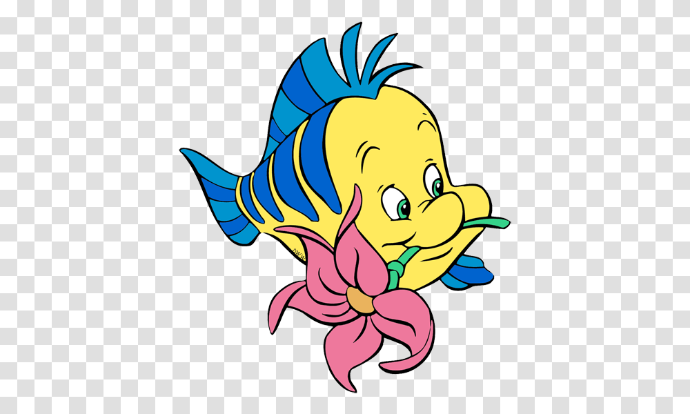 Clipart Royalty Free Download Flounder Little Mermaid With Flower, Graphics, Fish, Animal, Floral Design Transparent Png