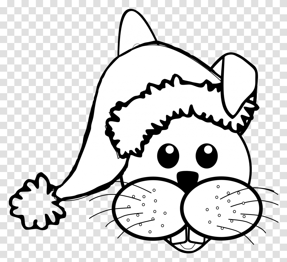 Clipart Santa Mask Free For Rabbitwith A Christmas Hat Colouring, Plush, Toy, Drawing, Doodle Transparent Png