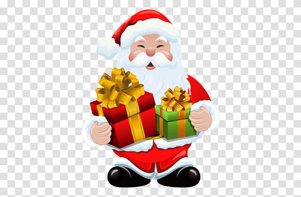 Clipart Santa Profile Santa Claus With Gifts, Birthday Cake, Dessert, Food Transparent Png