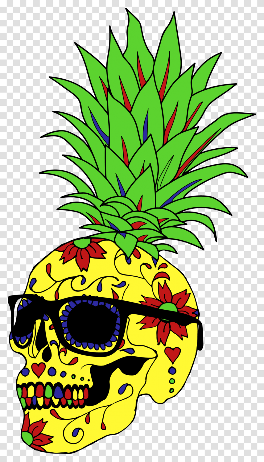 Clipart Skull Pineapple Pineapple Skull, Plant, Fruit, Food, Sunglasses Transparent Png