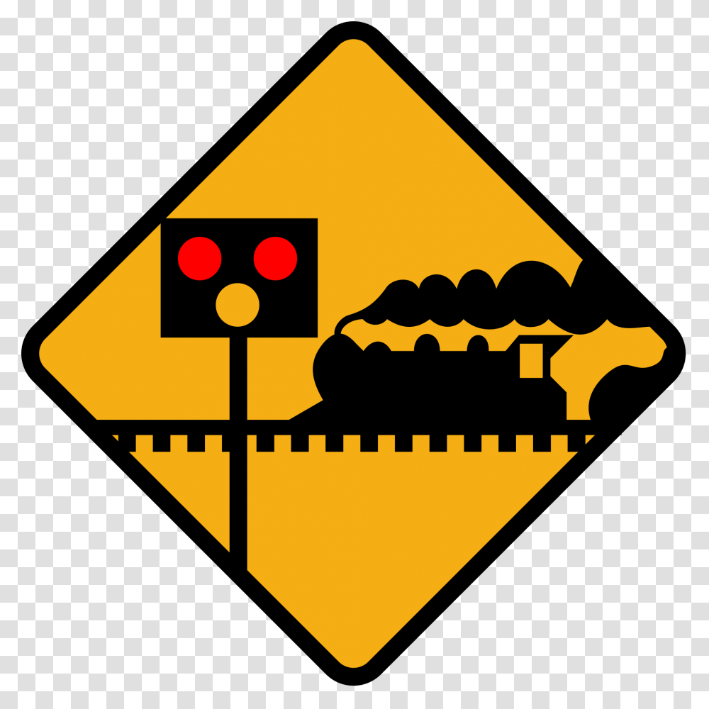Clipart Slow Down Sign Unprotected Level Crossing Ahead, Light, Road Sign, Triangle Transparent Png