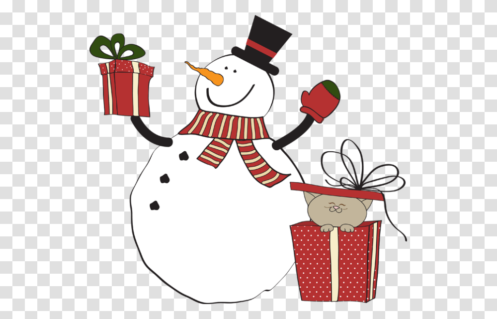 Clipart Snowman Gift Snowman With Presents Clipart, Nature, Outdoors, Winter Transparent Png