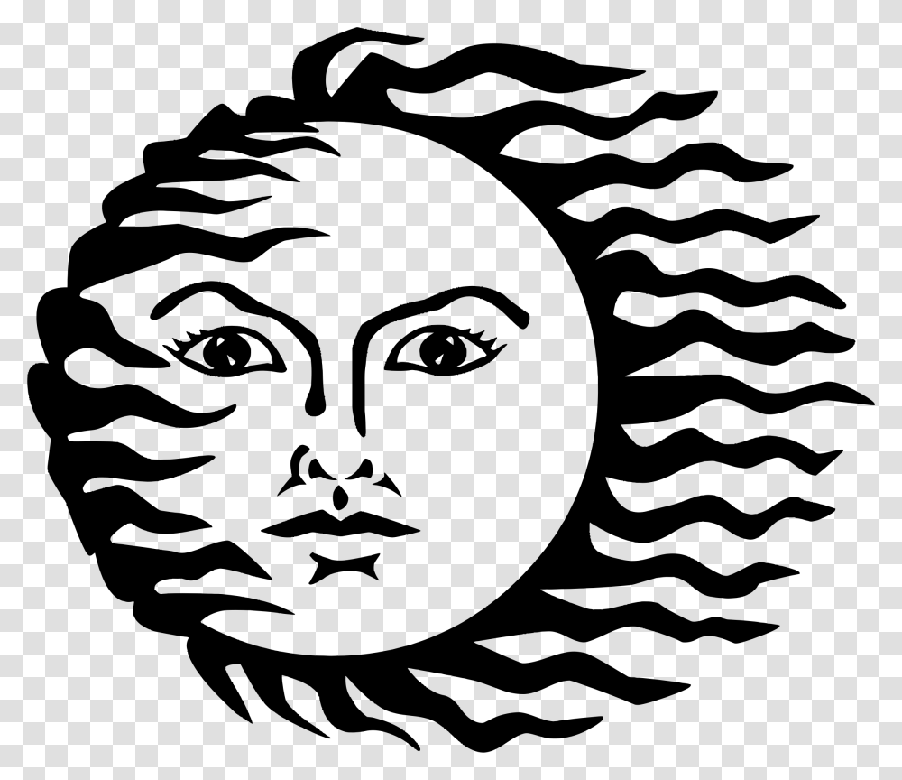 Clipart Sun Face Black White Sun, Gray Transparent Png