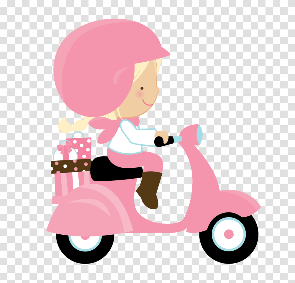 Clipart Sweet Little Girls, Vehicle, Transportation, Scooter, Tricycle Transparent Png