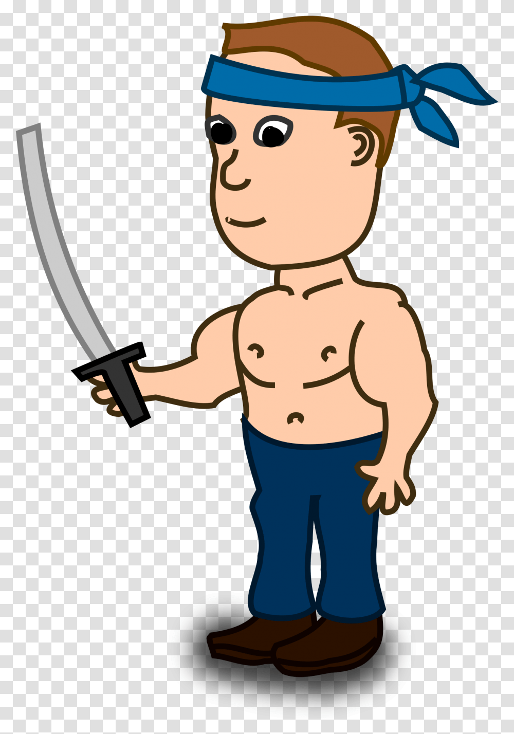 Clipart Sword Comic Cartoon Character With A Sword, Weapon, Weaponry, Performer, Blade Transparent Png