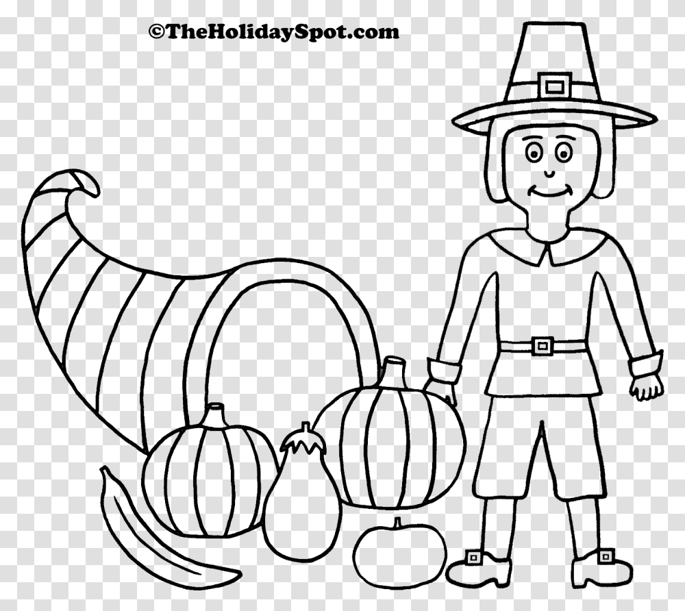 Clipart Thanksgiving Coloring Pages Clipart Black And Turkey Pilgrim Coloring Page, Nature, Silhouette, Outdoors, Knight Transparent Png