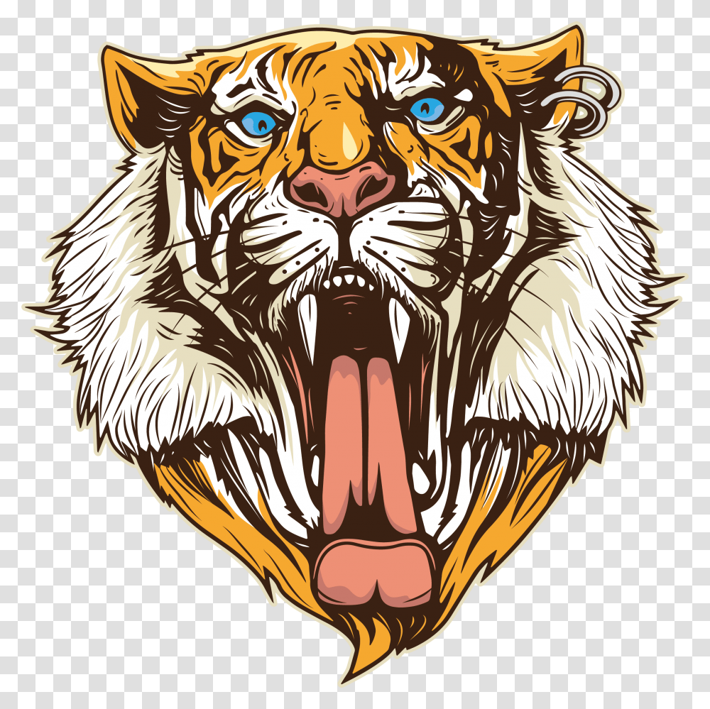 Clipart Tiger Open Mouth Tiger Logo, Mammal, Animal Transparent Png