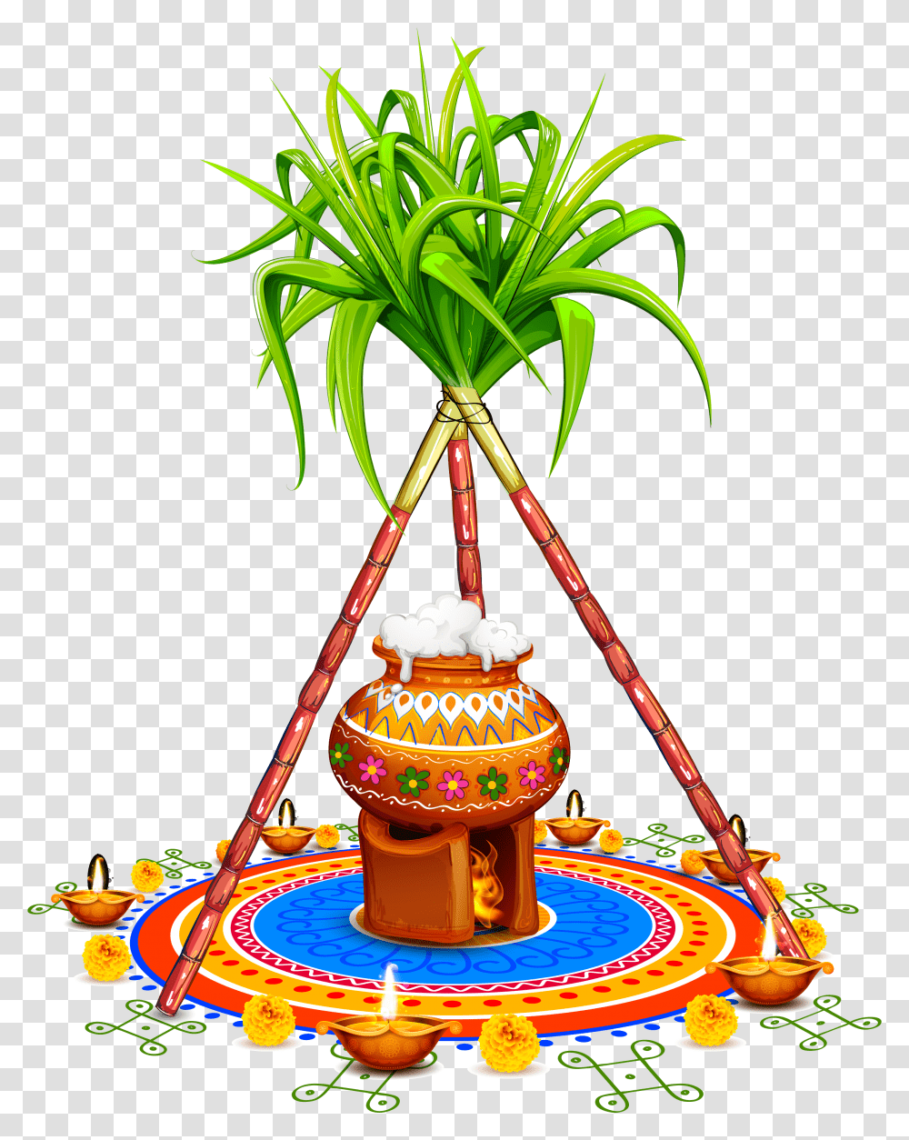 Clipart Trees Sugarcane Pongal, Clothing, Apparel, Hat, Diwali Transparent Png