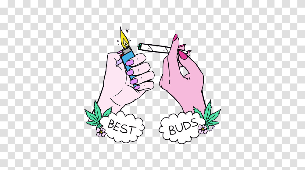 Clipart Tumblr Best Buds, Hand, Plant, Text, Drawing Transparent Png