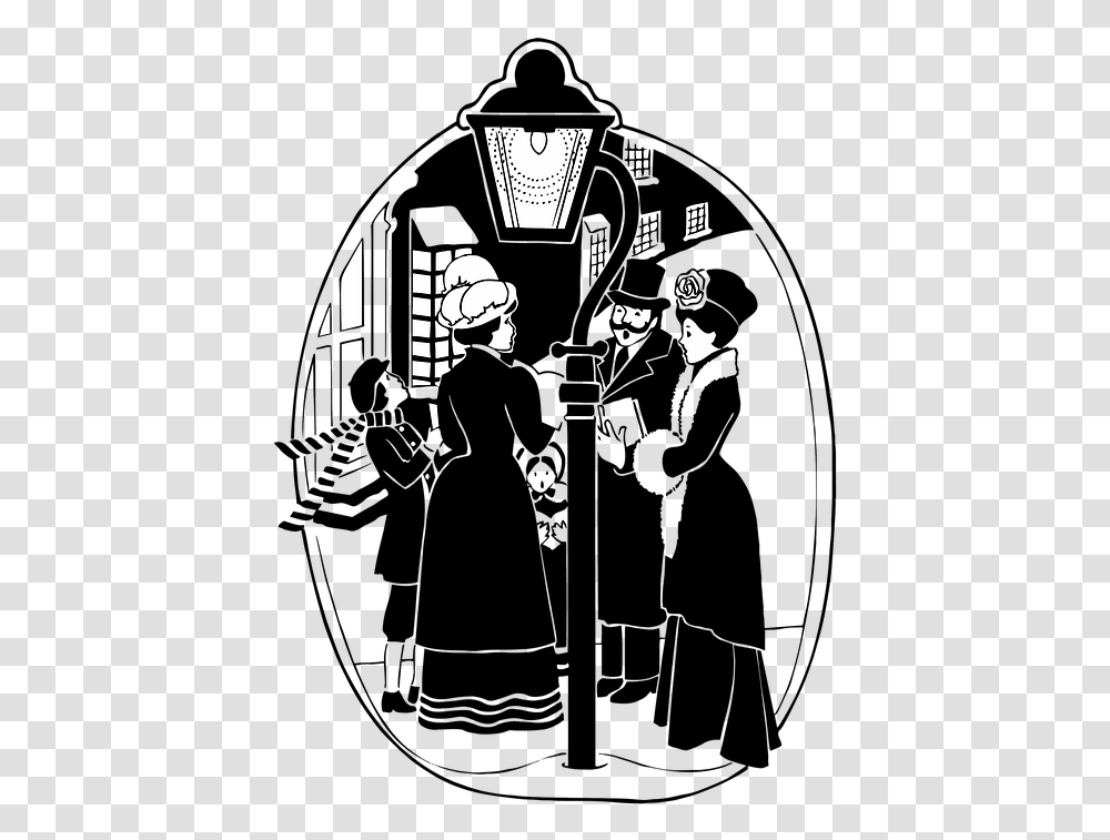 Clipart Victorian Christmas Carolers, Stencil, Performer, Room Transparent Png