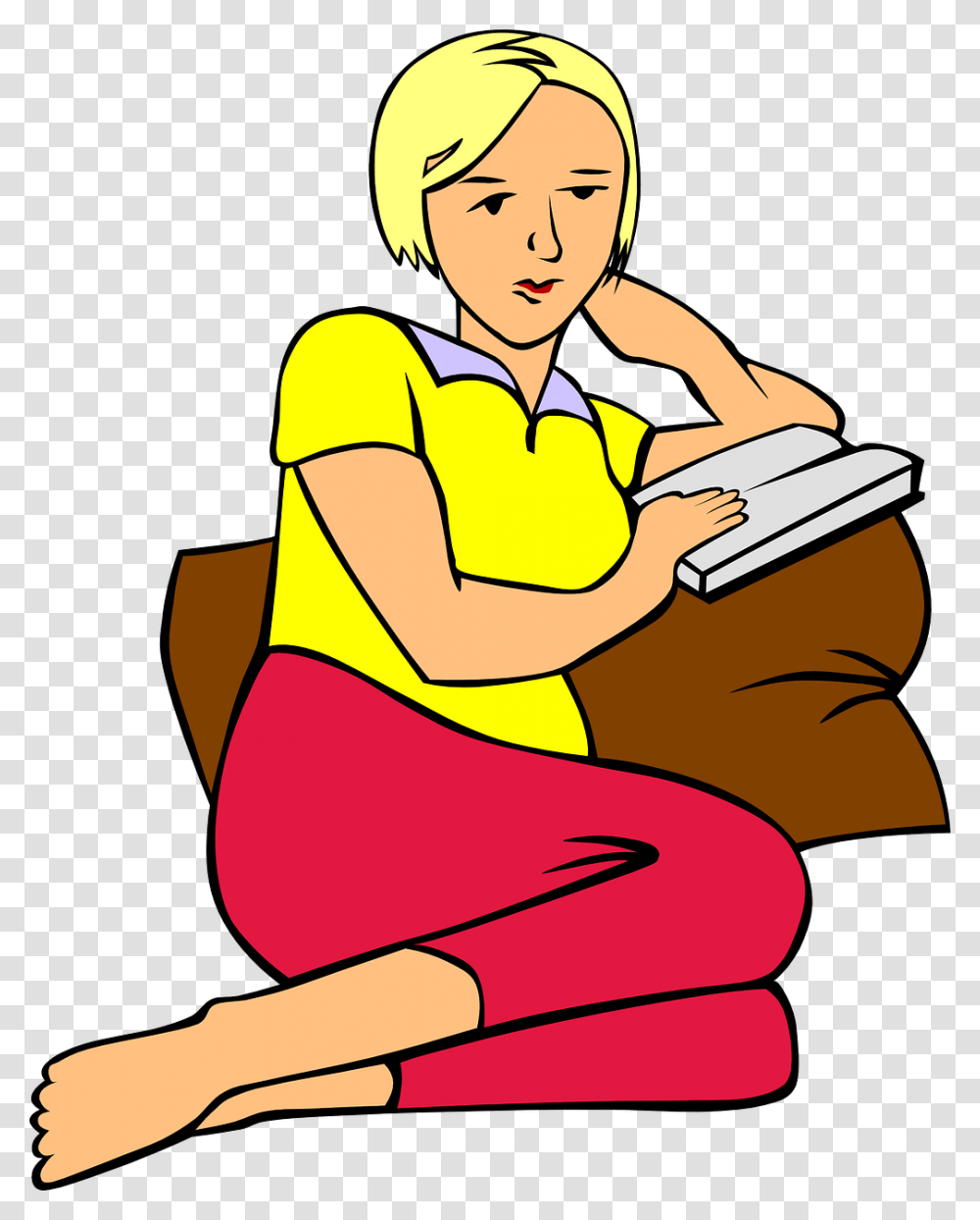 Clipart Women Reading Stay At Home Clipart, Person, Human, Female, Girl Transparent Png