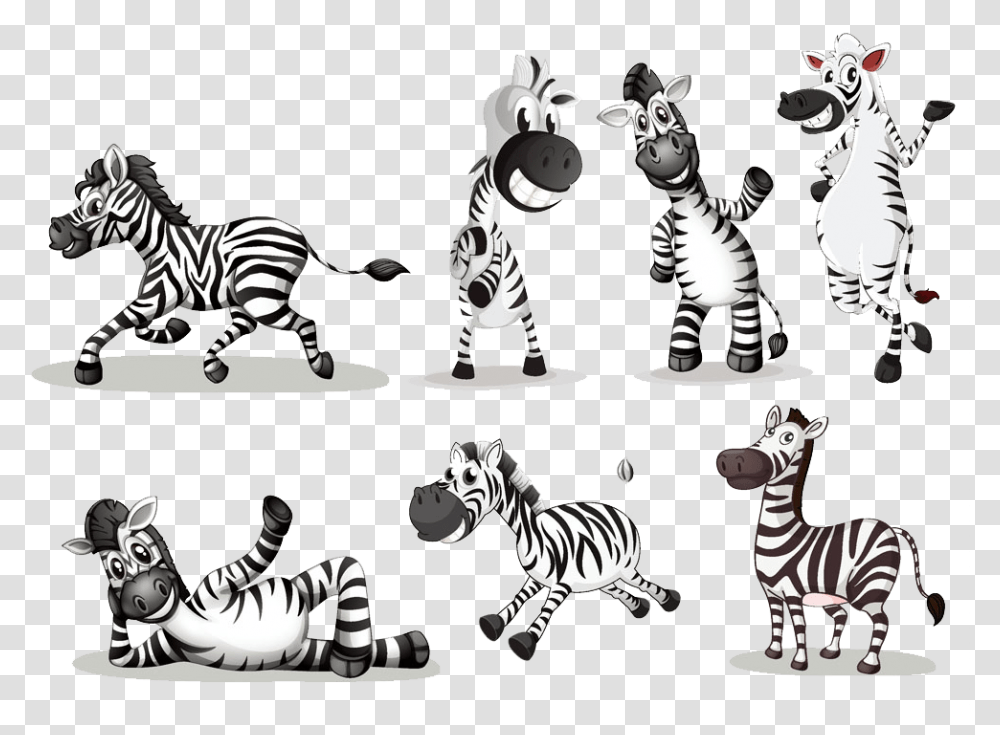Clipart Zebra Carton 4 Zebras Cartoon, Wildlife, Animal, Mammal, Person Transparent Png