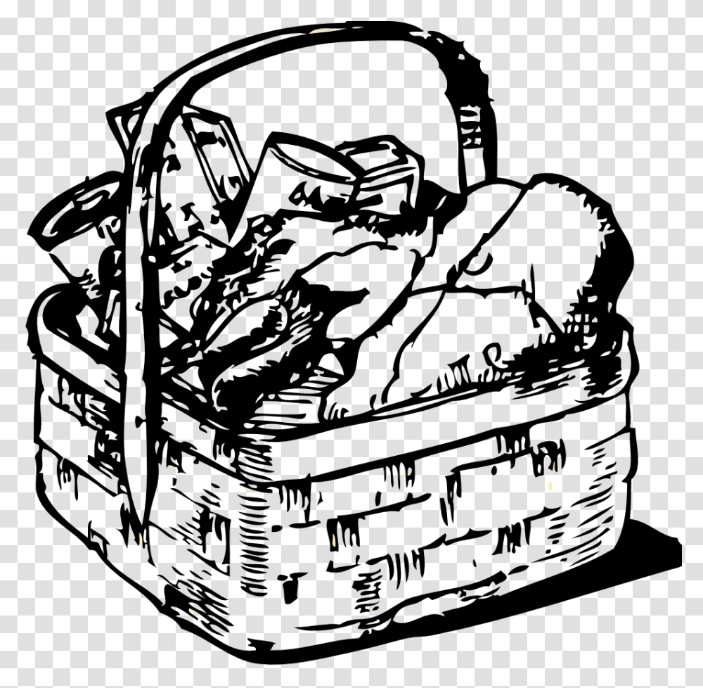 Clipartistnet Clip Art Food Basket Black White Line Food Pantry, Handbag, Accessories, Accessory, Purse Transparent Png